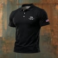 thumbnail image 3 of 250 Anniversary Usa Polo Shirts Men Usa Flag Print V Neck Short Sleeve Lapel Collar Tshirts Fourth Of July Patriotic Star Classic Fit Summer Tops, XL, #01 Black, 3 of 3