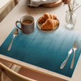 thumbnail image 3 of Blue Ombre Placemats Set of 4 Contemporary Gradient Abstract Art Place Mats Indoor Wipeable Table Mats Washable Cloth Dining Table Placemats for Kitchen Holiday Party Home Decor 13x19 Inch, 3 of 9