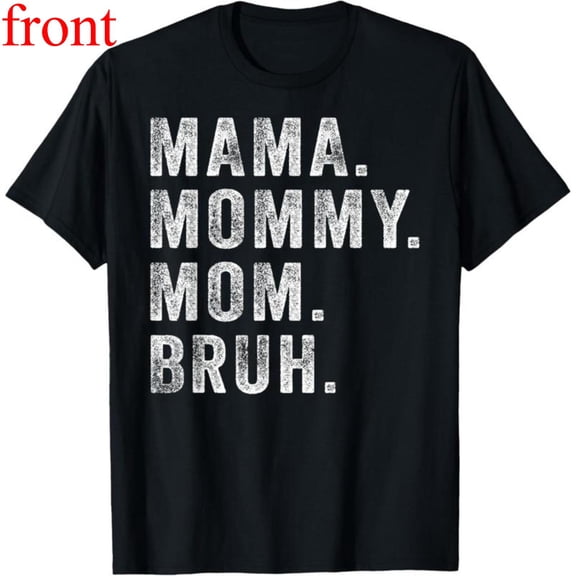 Women Mama Bruh Graphic Comfortable T Shirt Casual Breathable Short Sleeve Round Neck Top Black S-5XL