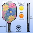 thumbnail image 3 of Pickleball Paddles Set Of 1, Fiberglass Surface, Vintage Floral Print, 1 Paddle, 2 Balls & Bag, 3 of 5