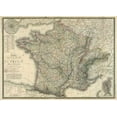 thumbnail image 2 of Brue, Adrien Hubert 18x14 Gold Ornate Wood Framed with Double Matting Museum Art Print Titled - Carte physique et routiere de la France, de la Suisse, 1827, 2 of 4