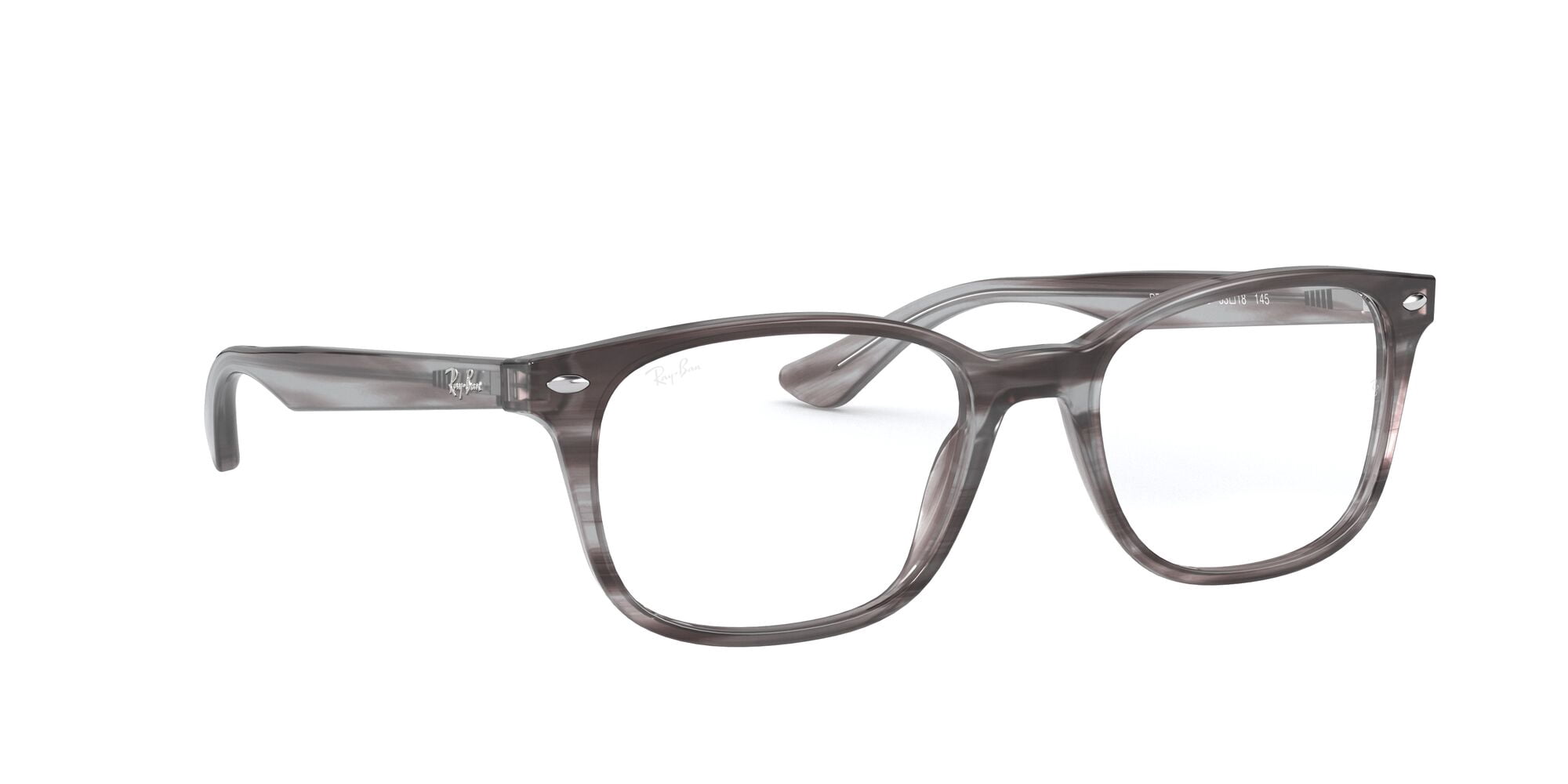 Ray-Ban RB5375 Optics Glasses, Prescription Eyeglasses with Case, Demo Lens/Striped Gray, Size 53