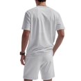 thumbnail image 3 of Men's Short Sleeve Outfits Shirt Sets Shorts for Casual Light Gray L, 3 of 7