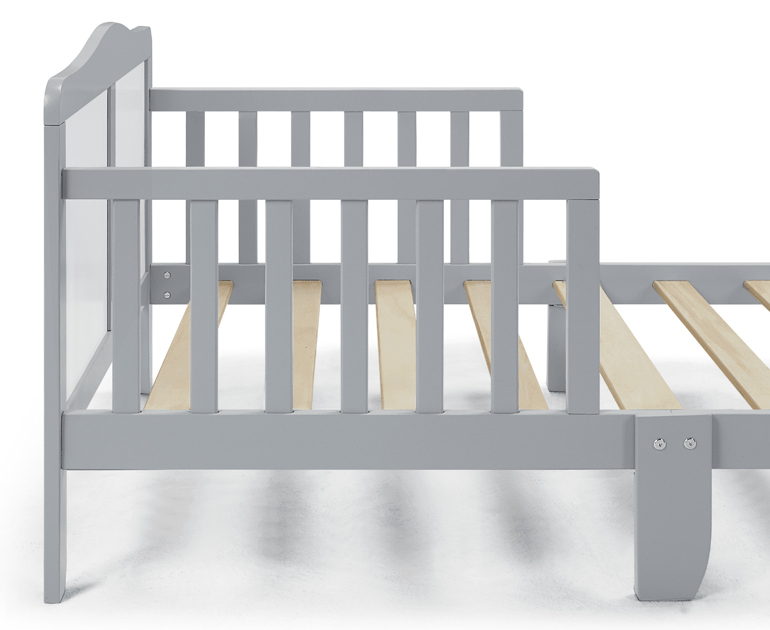 Olive & Opie Birdie Toddler Bed, Light Gray/White Finish