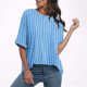 thumbnail image 2 of Camisas de Manga Corta para las Mujeres Blusa Suelta de Impresión Recortada Casual, 95% Poliéster 5% Spandex Top para Gimnasio, Diario Y Verano, 2 of 5