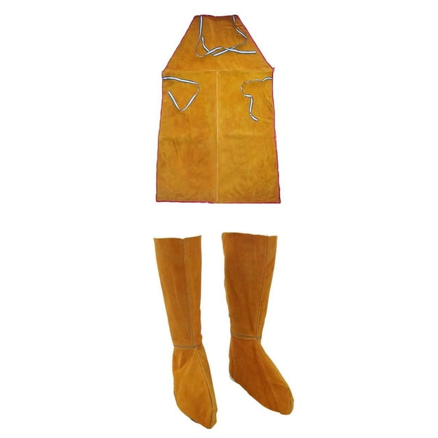 1 Par de Zapatos Protectores de Soldadura y 1 Delantal de Soldadura Sunnimix Amarillo Talla Única