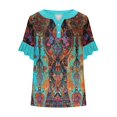 thumbnail image 5 of YYUIJK Womens Floral Printed T Shirts Short Sleeve Tops Dressy Casual Blouses Spring Summer Outfits Multicolor XL, 5 of 5