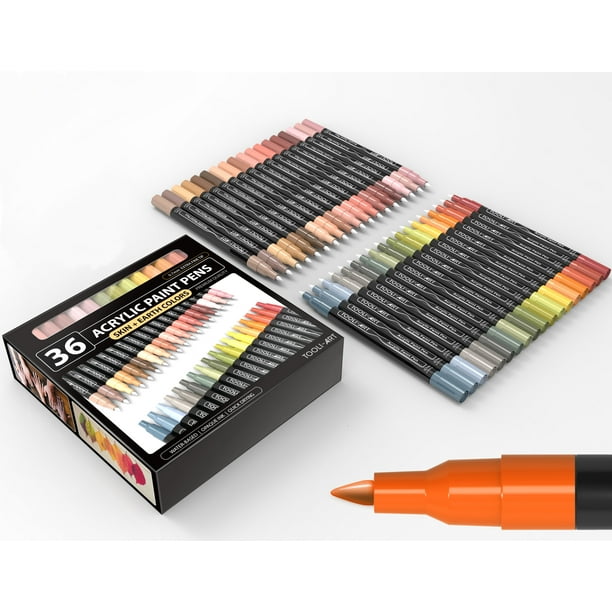 TooliArt 36 Acrylic Paint Pens Skin and Earth Tones Marker Set 0.7mm