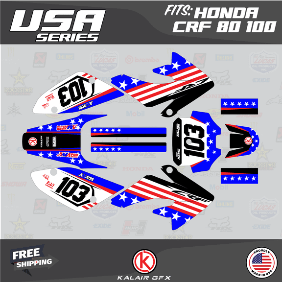 Kalair GFX Graphics Kit for Honda CRF100 (2011-2016) Usa Series