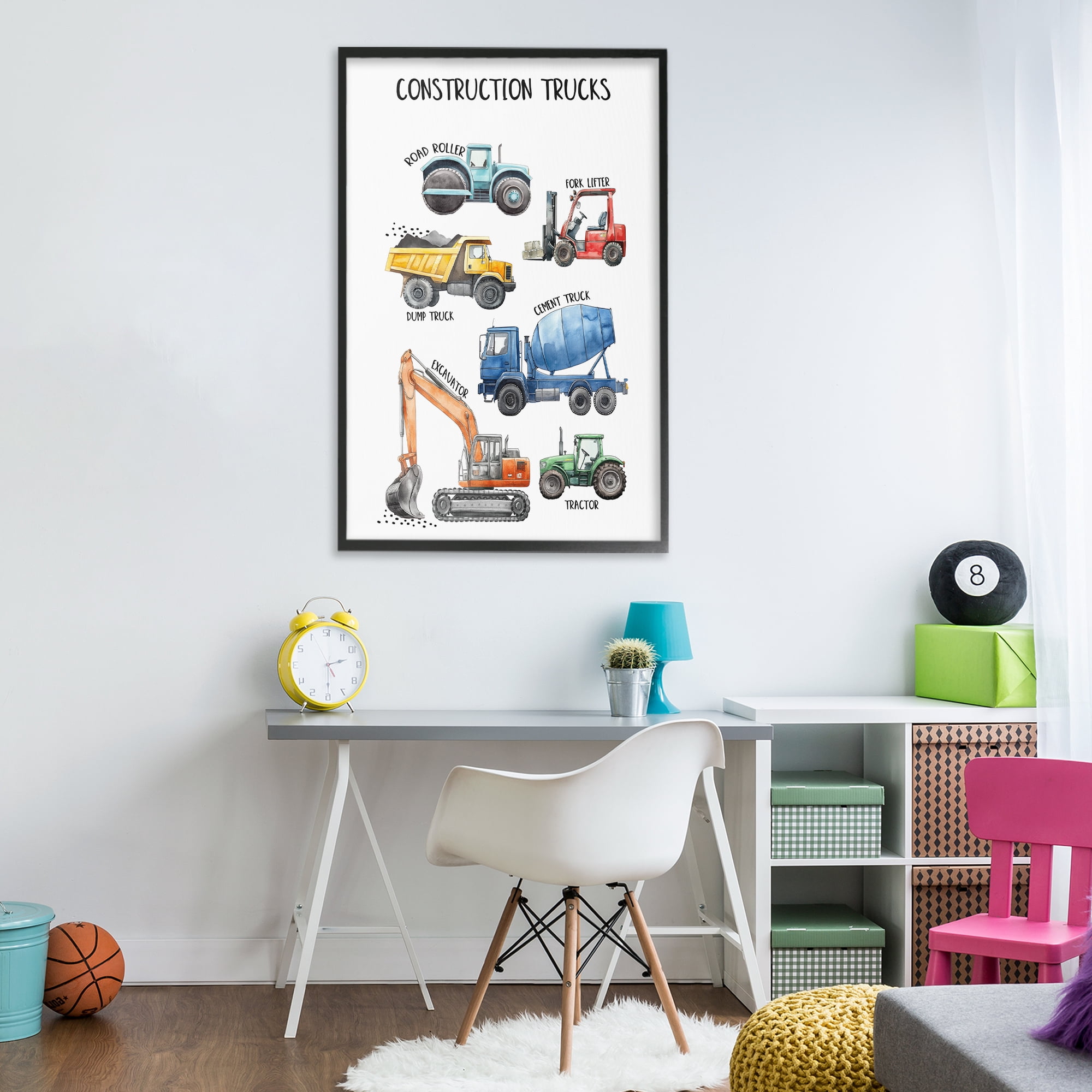 Stupell Industries Utility Trucks Construction Black Framed Giclee Art, design by Christine Simpson Art