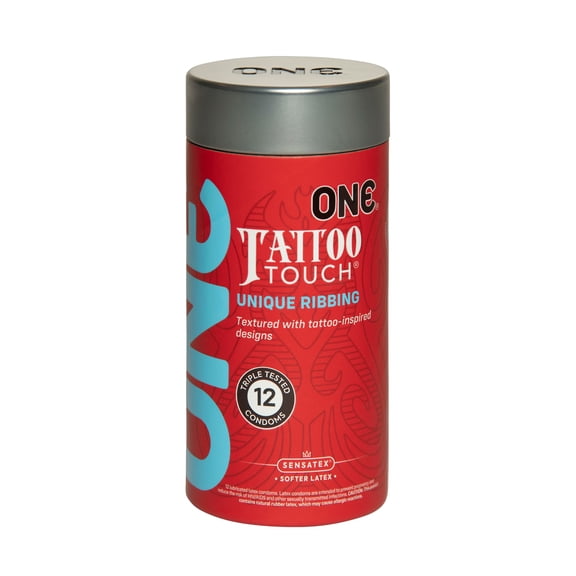 ONE Condoms Tattoo Touch | Ribbed Condoms, Textured Condoms, Latex Condoms 12 Pack