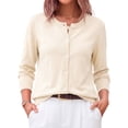 thumbnail image 2 of Fantaslook Crew Neck Knit Cardigan Sweaters for Women Button Front Sweater Tops Business Casual Fall Outfits, 2 of 10