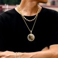 thumbnail image 5 of PersonalisedCustom Picture Necklace Personalized Photo Necklace For Men Circle Memorial Picture Pendant 18K Gold Plated Customized Engraved Photo Rip Chain Medallion, 5 of 14