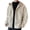 Beige, variant on Men's Jacket, Coat, Hooded, Long Sleeve, Embroidery Letter Print, Solid Color, Coat, Zipper Placket, Thick Fleece, Warm, Winter Outwear
