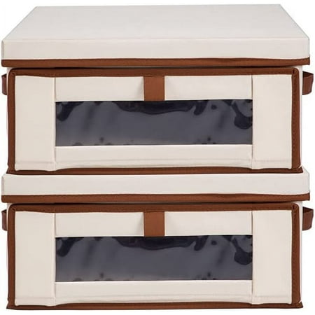 UPC: 0812485035411 | Foldable Clothes Storage Bag Organizer Dual Access Magnetic Bins 2PK-Sand Brown(Small)