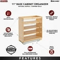 thumbnail image 2 of Rev-A-Shelf 448-BC-11C 11 Inch Pullout Wood Kitchen Base Cabinet Organizer, 2 of 9