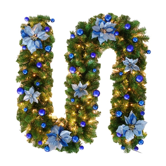 Guirnaldas Decoradas Injueey para Chimeneas y Escaleras ambiente festivo azul