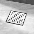 thumbnail image 6 of HEATGENE 4-Inches Square Shower Drain with Flat Cover, Stainless Steel Shower Floor Drain with Removable Quadrato Pattern Grate, Floor Shower Drain with Hair Strainer, Brushed, 6 of 9