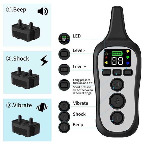 Electric Dog Training Collar Waterproof 800m Pet Dog Remote Control Rechargeable Training Dog Collar with Shock Vibration Sound
