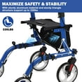thumbnail image 3 of Ladcaser All Terrain Rollator Walker w/ Seat, Backrest, Handles, Walker for Seniors, 12" Wheels Foldable Lightweight Aluminum Walkers, Outdoor Rolling Walker w/ Adjustable Height, 3 of 8