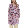thumbnail image 4 of Wowcloth Women's Customized Flannel Robe - Heart Print Plush Fleece-Lined Hooded Long Sleepwear for Cozy Winter Nights & Home Relaxation, 4 of 6