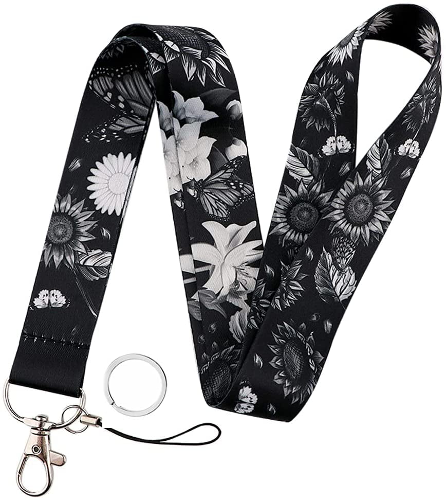 Lanyard for Keys, Key Lanyard for Women and Men, Neck Keychain Lanyard for  Key ,ID Badge Holder,Wallet, Black Sunflower, Large : : Bags,  Wallets and Luggage