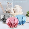 thumbnail image 3 of Gorros de Baño 3 Paquetes, Gorros de baño impermeable satinado para mujer, Gorra de Bano Mujer Reutilizable para Bañarse y Dormir Cabello Rizado, 3 of 4