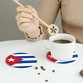 thumbnail image 5 of Cuban Flag Leather Drinks Coasters Suitable for Various Cups Set of 6 Round Shape, 5 of 6
