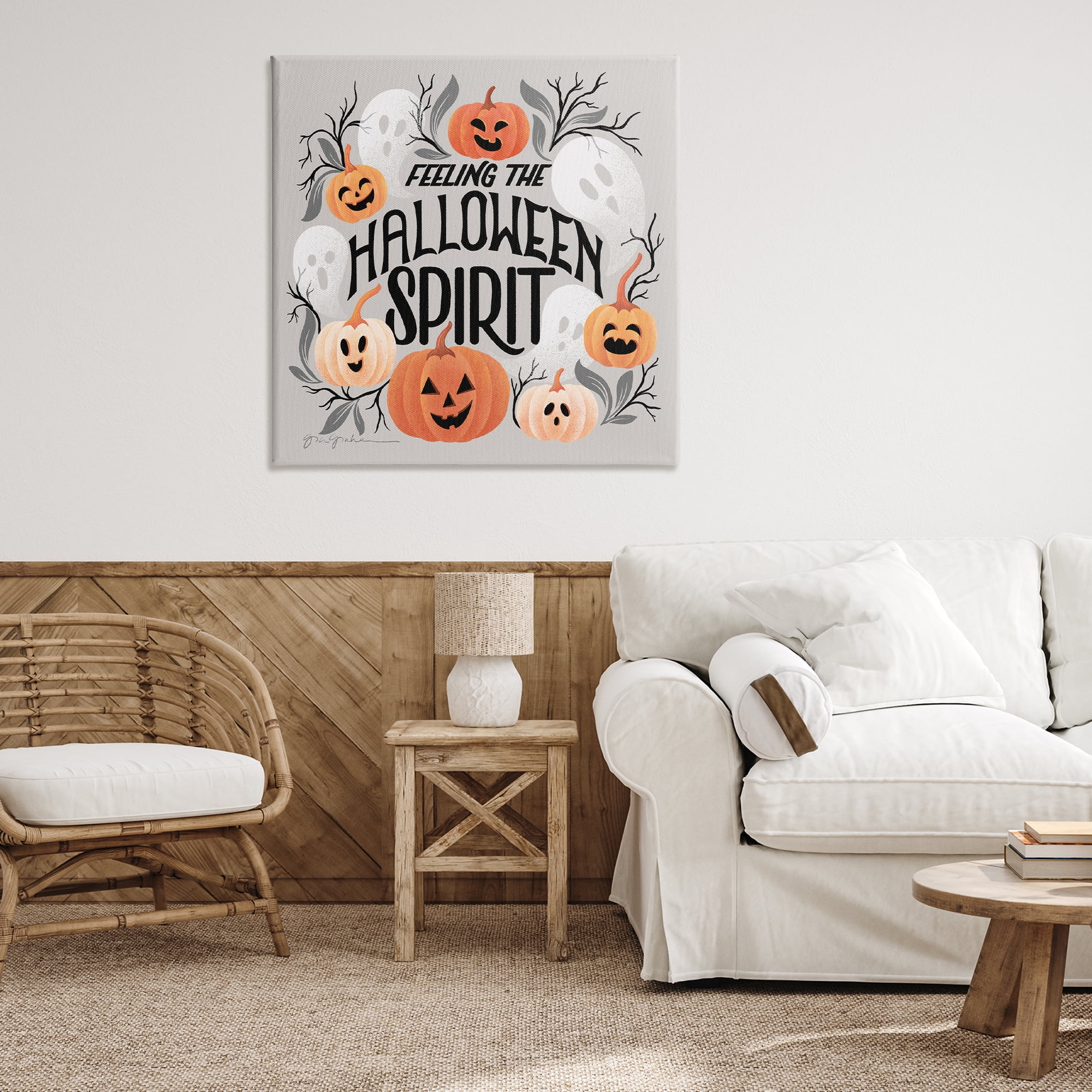 Stupell Industries Feeling Halloween Spirit Holiday Painting Gallery Wrapped Canvas Art Print Wall Art, 36 x 36