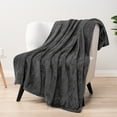 thumbnail image 3 of PAVILIA Dark Gray Throw Blanket for Couch Bed, Soft Fleece Throws for Sofa Chair, Fuzzy Waffle Textured Blanket, Cozy Warm Lightweight All Season Blanket Throw, 50x60, 3 of 9