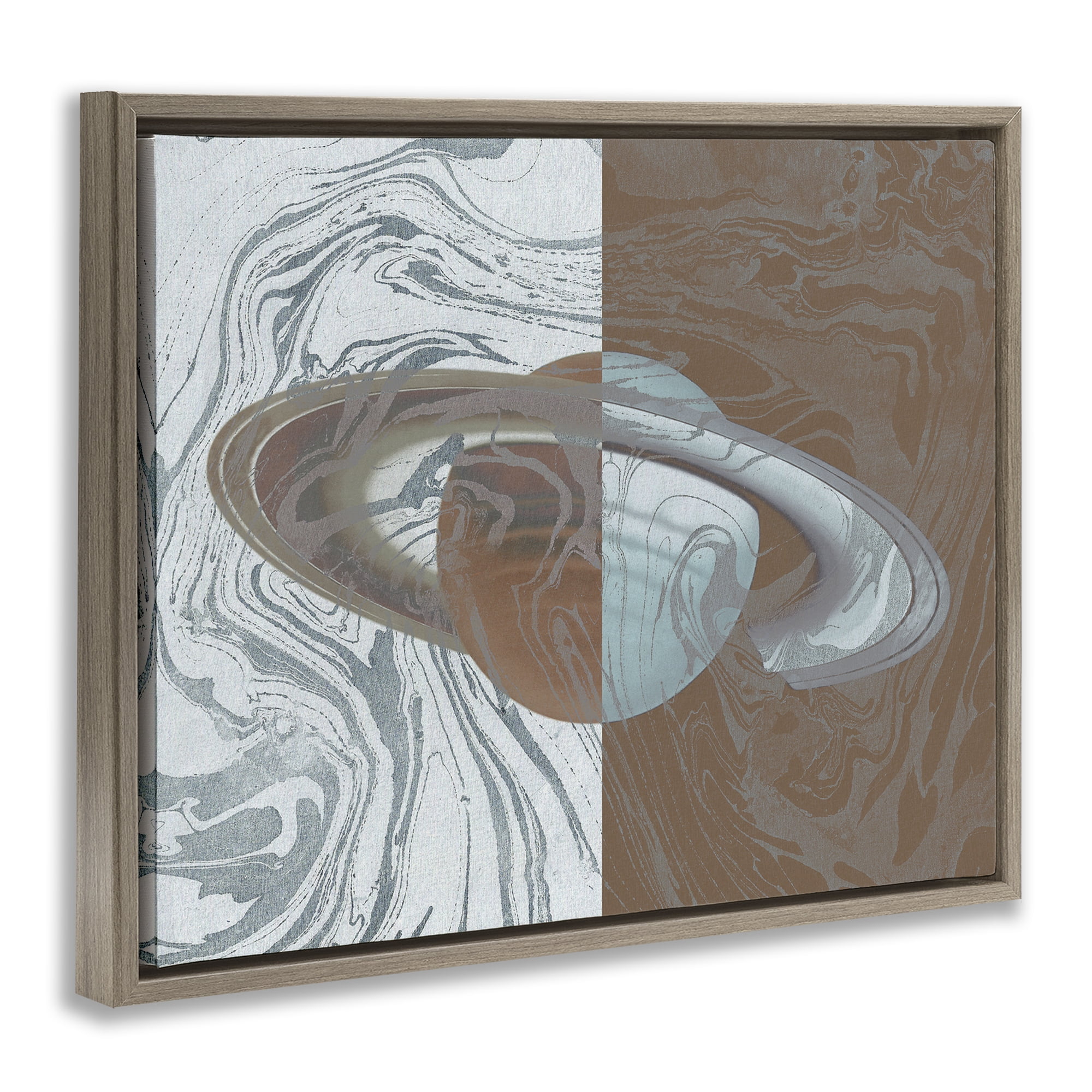 Stupell Industries Abstract Marbled Planet Astrology & Stars Painting Brown Floater Framed Canvas Art Print Wall Art, 31 x 25