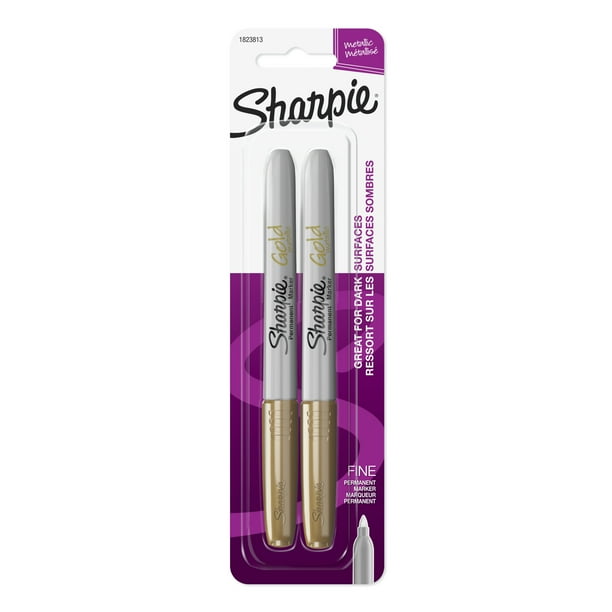 Sharpie Metallic Permanent Markers, Fine Point, Gold, 2 Count