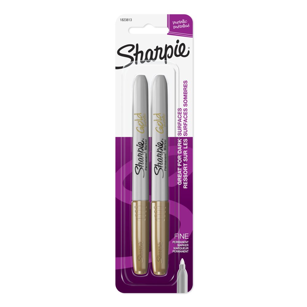 Sharpie Metallic Permanent Markers, Fine Point, Gold, 2 Count Walmart