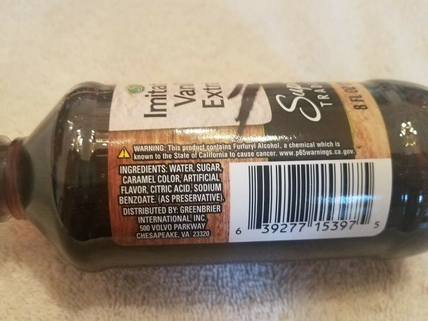 Imitation Vanilla Extract 8 fl ounces upc 639277153975