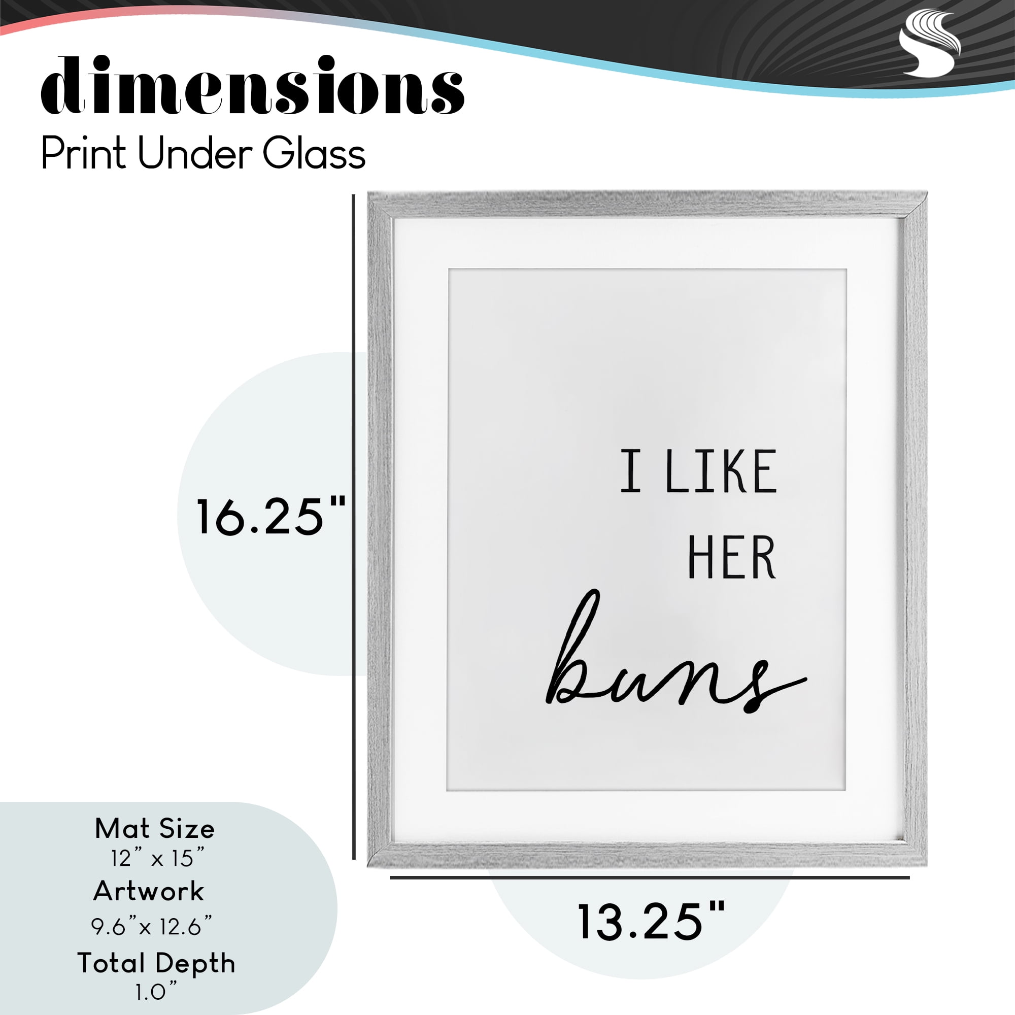 Like Her Buns Gray Framed Print Under Glass, design by Lettered and Lined