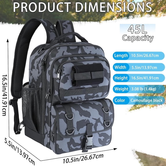 YOLIBON Fishing Backpack with Tackle Boxes & Gear - Waterproof Sling Bag with Rod Holder, Lures, Pliers & Fish Gripper Starter Kit