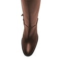 thumbnail image 4 of FSJ Women Round Toe Knee High Boots Side Zipper Pull on Chunky High Heels Comfortable Daily Walking Boots Size 8 Saddle Brown, 4 of 4