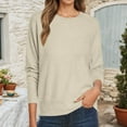thumbnail image 2 of Fiaer Pullover Sweaters for Women Plus Size Trendy White Crew Neck Long Sleeve Loose Fit Warm Comfort Tops Khaki S, 2 of 5