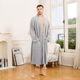 thumbnail image 4 of Vulcanodon Mens 100% Cotton Robe，Soft Lightweight Long Spa Bathrobe for Men (LIGHT GREY, 3XL/4XL), 4 of 7