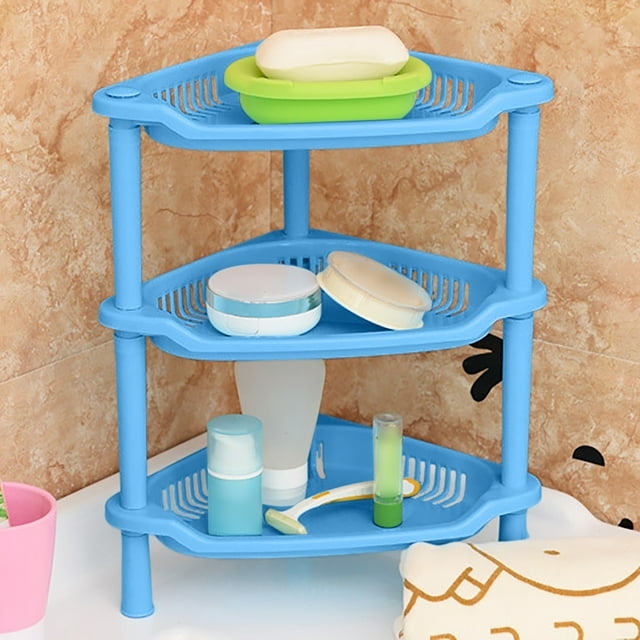3 Tier Square Corner Shelf Unit Bathroom Organizer Stand with Triangular Design for Efficient Storage Space Optimization