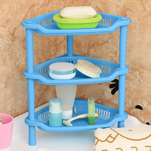 3 Tier Square Corner Shelf Unit Bathroom Organizer Stand with Triangular Design for Efficient Storage Space Saving