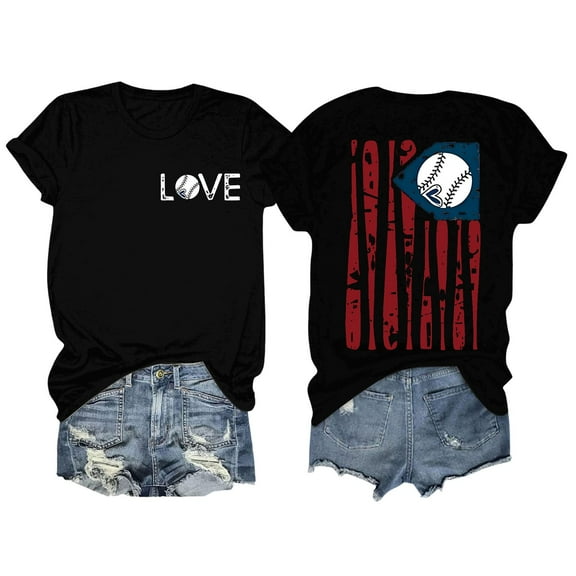 Seductiva Women's T-Shirts Short Sleeve Summer Tops Women Daily Casual Printed Short Sleeve O Neck T Shirt Tops Casual Summer Tops Trendy Solid Loose Fit Tshirt