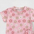 thumbnail image 4 of Xudanell Toddler Girl Outfits Baby 2pcs Cotton Set Girls Summer Clothes with Short Sleeve T Shirts Tops Floral Shorts Pink 2-3 Years, 4 of 5