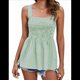 thumbnail image 1 of Camisetas Sin Mangas para Mujer, Blusas de Verano A con Fruncido, Camisetas Sin Mangas con Cuello Cuadrado, Camisa Babydoll Verde Talla S, 1 of 9