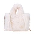 thumbnail image 1 of Bolso de viaje de felpa suave Otoño Invierno bolso de mano femenino cálido Simple Casual para el trabajo, 1 of 9