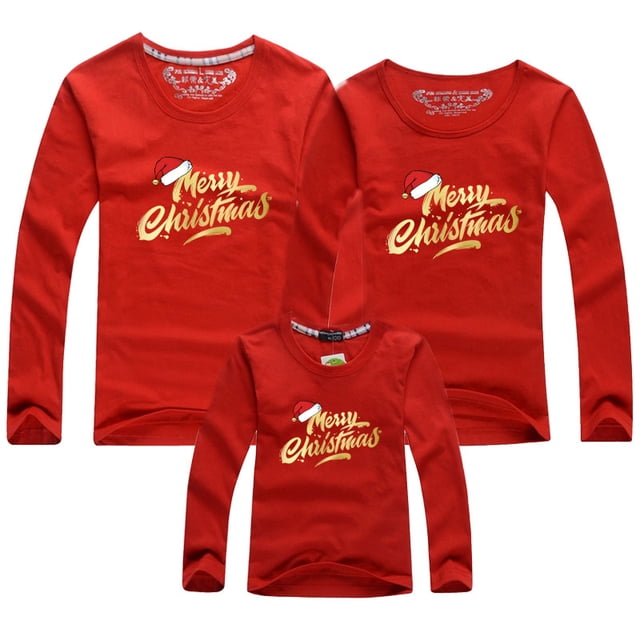 Ropa a juego para la familia, para Navidad, feliz año nuevo, madre, padre, hija, hijo, niños, ropa de manga larga, camiseta