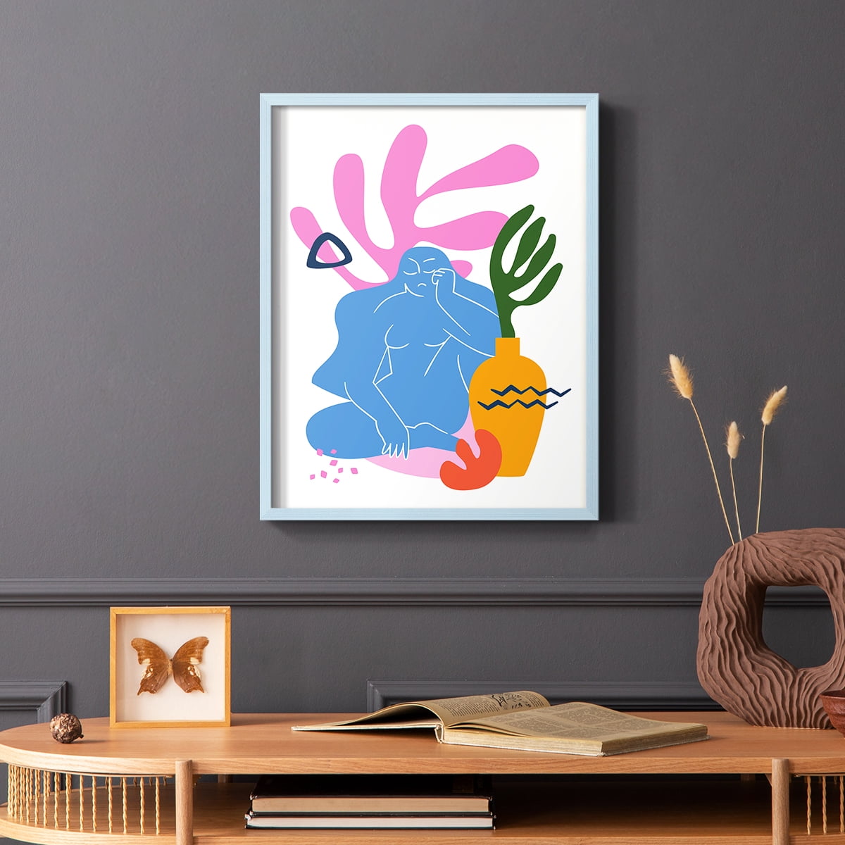 Matisse CDLII in Blue Solid Wood Framed Print No Nail Hanging