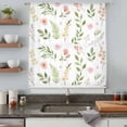 thumbnail image 4 of Pink Green Botanical Semi Sheer Curtains Drapes for Living Room,Bedroom,French Doors Window 45 Inches Long,Spring Watercolor Floral Leaf Plant Rod Pocket Chiffon Curtain Drapery Voile Draperies Panel, 4 of 8