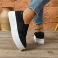 thumbnail image 6 of SYMOID Womens Black Slip on Platform Sneakers - Comfortable Durable Pu Casual Shoes with Non-Slip Sole for Daily Outings, Shopping & Campus Wear,Size 37, 6 of 9