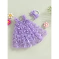 thumbnail image 3 of Bagilaanoe Newborn Baby Girl Rompers Dress 3D Butterfly Sleeveless Bodysuit + Headband 3M 6M 12M 18M 24M Infant Tulle One Piece Jumpsuit, 3 of 9